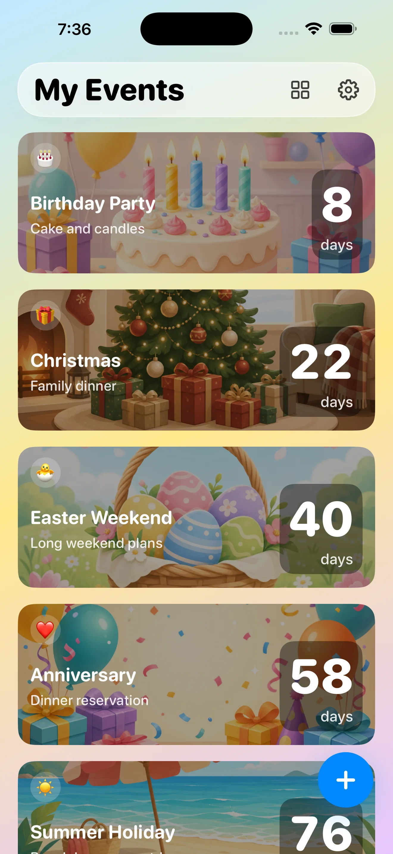 Event Countdown Widget on iPhone
