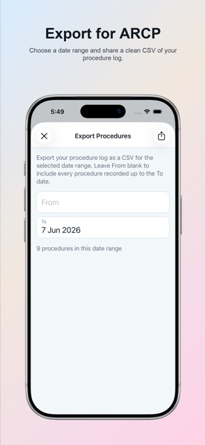 Export procedure logbook