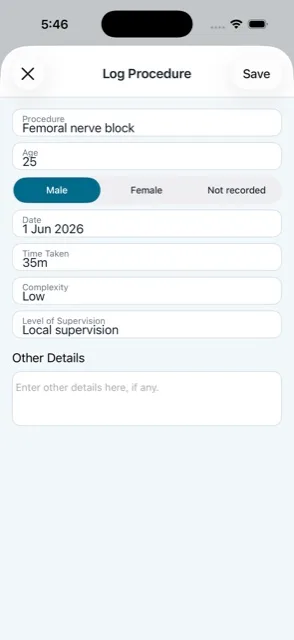 EM Logbook procedure entry